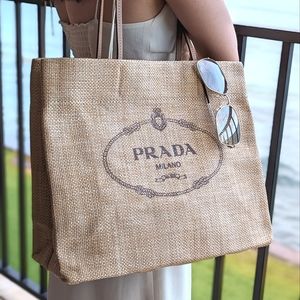Prada Raffia Beach Tote
